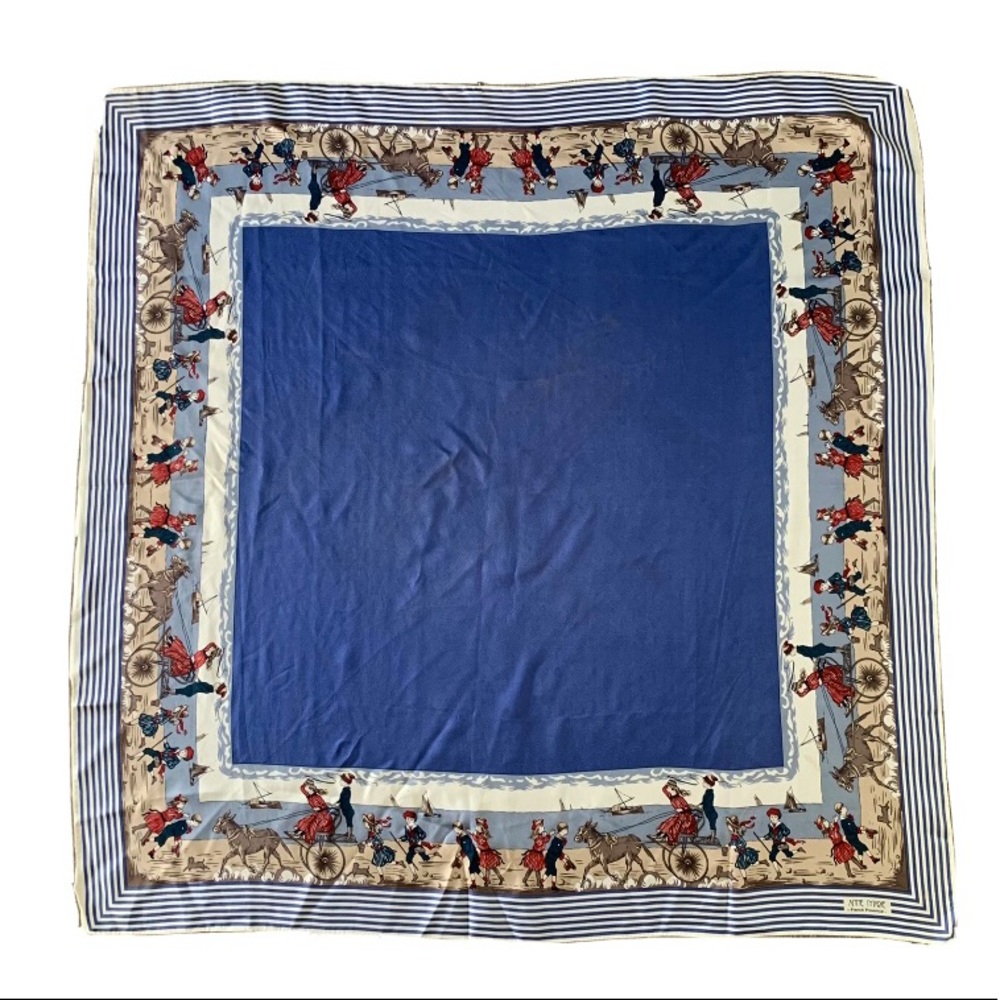 Vintage ANNE MARIE French Coastal Scene Scarf